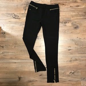 Black Leggings with Gold Zippers